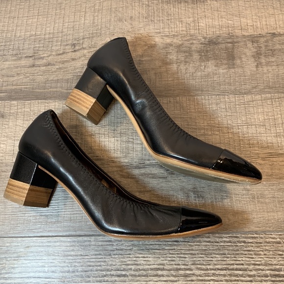 AGL black leather stacked heel shoes size 38 1/2 - Picture 3 of 10